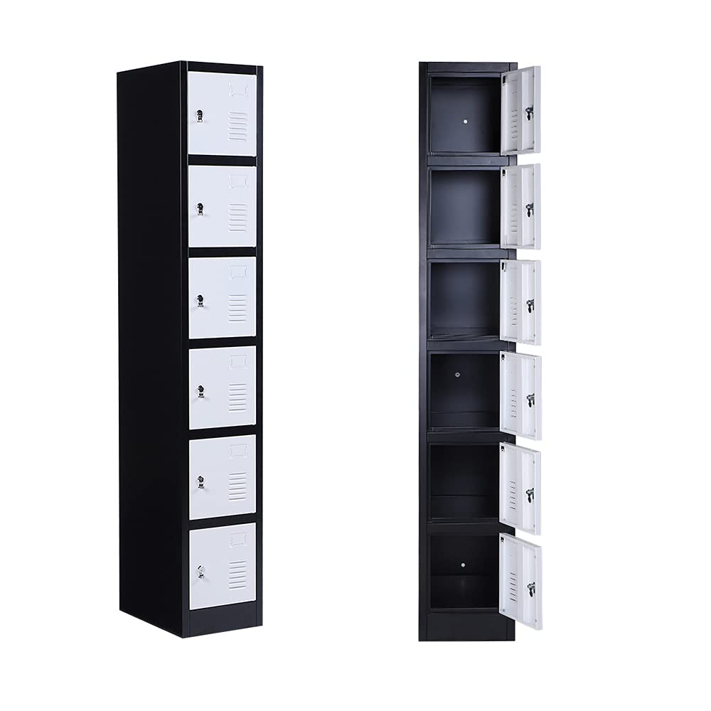 iCHENGGD Metal Locker 6 Door Tall Employee Storage Locker Office Storage Lockers with Combination Lock, Locker Storage Cabinet for Home Gym Office School - WoodArtSupply