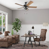 Prominence Home Lincoln Woods, 52 Inch Industrial Style LED Ceiling Fan with Light, Pull Chain, Three Mounting Options, 5 Dual Finish Blades, Reversible Motor - 50581-01 (Bronze) Prominence Home
