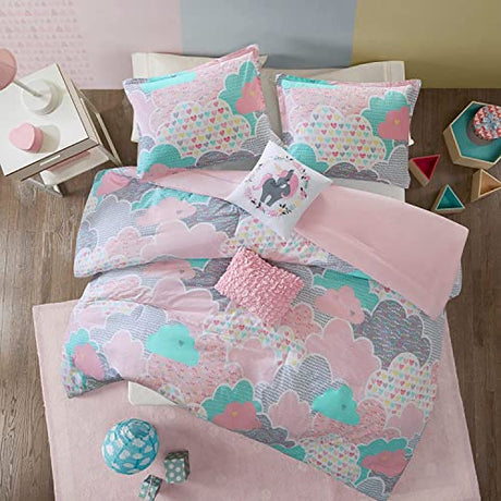 Intelligent Design Kids Comforter Vibrant Fun and Playful Unicorn Print Down Alternative All Season Children Bedding-Set, Girls Bedroom Décor, Twin/Twin XL, Cloud Pink with 2 dec pillows Intelligent Design