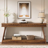 Tribesigns 70.9 Inch Long Console Table for Entryway, 2-Tier Farmhouse Entryway Table with Storage, Narrow Sofa Table Behind The Couch, Wood Accent Table for Hallway, Living Room, Foyer, Dark Brown Tribesigns