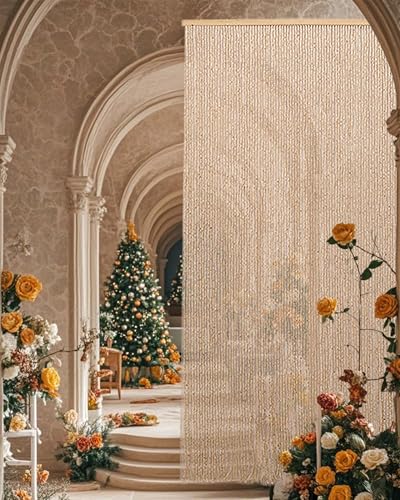 Erfolkerz 90 Strands Beaded Curtain for Doorways -35.5"x79"- Handmade Natural Beaded Curtains，Boho Doorway Wood and Bamboo Bead Curtain-As Insect Screen/Room Divider-Beige Erfolkerz