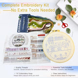 GooStryxen Green Plant Embroidery Kit for Adults, Needlepoint Kit for Beginners with Hoop, Threads & Tools, Botanical DIY Needlepoint for Home Decor