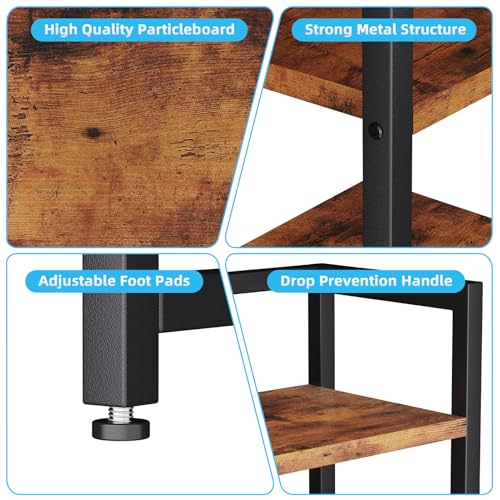 Marbrasse Desk Shelf with Drawer, 40" Desk Hutch for Computer Monitor, Wooden Desktop Bookshelf Storage Rack for Home Office Dorm - Dark Brown Marbrasse