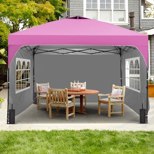GDY 12x12FT Pop Up Canopy Tent with One Push Setup, Easy to Install with 4-Sidewalls for Events, Parties, Camping, Outdoor Gazebo with 4-Sandbags and Wheel Bag, Pink. GDY