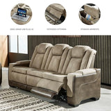 Signature Design by Ashley Next-Gen DuraPella Power Reclining Sofa with Adjustable Headrest, Sand Signature Design by Ashley