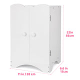 BABESIDE Wooden Baby Doll Closet, Wooden Furniture Armoire Dolls Wardrobe for Baby Doll Clothes Storage, Fit 12-16 Inch Doll Clothes, Includes 10 Clothes Hangers, Pretend Play for 3+ Girls Boys BABESIDE