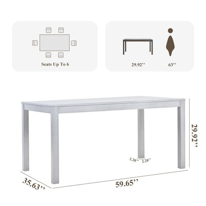 COLAMY Wood Dining Table for 4 6 People, Rectangle Wooden Kitchen Table with Square Legs, Farmhouse Dinner Table for Dining Room, Office, White - WoodArtSupply