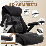 Fabric 700lbs Big and Tall Office Chair, Ergonomic Heavy Duty Executive Cloth Office Chair with 5D Flip Arms & Adjustable Lumbar Support & Dual Rubber Wheel, Large Thick Padded Extra Wide Seat, Black Sofetura