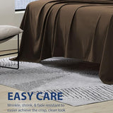 Cathay Home Hotel Luxury Wrinkle & Fade Resistant Double Brushed Ultra Soft Microfiber 1-Piece Single Flat Sheet - Chocolate, Twin (66" x 96") Cathay Home