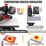 Upgraded 8 in 1 Heat Press Machine 12x15 Inch Heat Transfer Machine w/Tumbler Press 360-Degree Swing Away Multifunction Digital Sublimation Heat Press for T Shirt Mug Hat Plate for Commercial Home AKEYDIY
