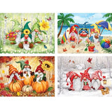Bits and Pieces – 4-in-1 Multi-Pack 500 Piece Jigsaw Puzzles for Adults – Playful Gnomes' Jigsaw Puzzle Set Bundle by Makiko, Completed Puzzle Size: 16" x 20" Bits and Pieces