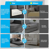 Mjkone Futon Floor Pull Out Sofa Bed, Folding Loveseat Sleeper with Tri-Fold Pullout Beds, 55" Width 2-in-1 Multi-Function Fold Out Gaming Sleeper Sofas Couch for Living Room Home Office, Dark Grey Mjkone