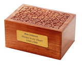 Solid Rosewood Tree of Life Engraving Handcarved Wood Urn with Custom Engraved 2x4 Brass Plate - Large, Cremation Urn, Wooden Urn MEMORIALS 4U