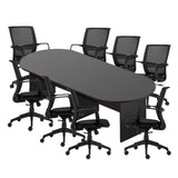 GOF 6FT, 8FT, 10FT Conference Table & Chair (G13026B) Set, Dark Cherry, Espresso, Artisan Grey, Mahogany, Walnut (10ft Table with 8 Chairs, Espresso) GOF