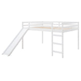 Full Size Loft Bed with Slide, Low Loft Bed with Ladder & Safety Rail, Wooden Full Loft Bed Frame for Kids Teens Girls & Boys, No Box Spring Needed, Easy Assemble (Full, White) Harper & Bright Designs