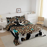 Leopard Print Kids Comforter Set King Size,Boys Girls Adults Bedroom Decor,Black White Cow Fur Texture Down Comforter,Abstract Animals Skin Bedding Set,Rustic Farmhouse Duvet Insert,2 Pillowcases Homewish