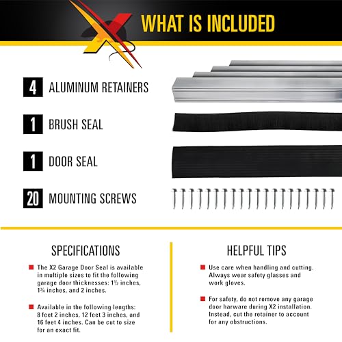 Xcluder X2 Rodent Proof Overhead Sectional Door Seal Kit, 16’4” Wide for 2” Thick Doors, Stops Mice, Rats and Weather, Suitable for Residential or Commercial Property Use - WoodArtSupply