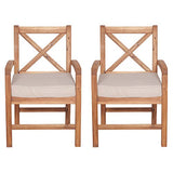 Walker Edison Delray Classic Acacia Wood X Back Patio Chairs with Cushions, Set of 2, Brown Walker Edison