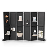 Bonnlo 4/6 Panel Pegboard Freestanding, 5 FT Portable Display Board Organizer for Craft Show Jewelry, Wooden Folding Privacy Screen Room Divider (Black, 6 Panel with Base) Bonnlo
