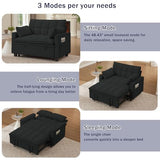 Portaforta Sleeper Sofa with Pull Out Couch Bed, 48.43" Convertible Pull-Out Sofa Bed Chair, 3-in-1 Futon Couch with Reclining Backrest and Side Pockets for Living Room Bedroom Apartment, Light Grey Portaforta