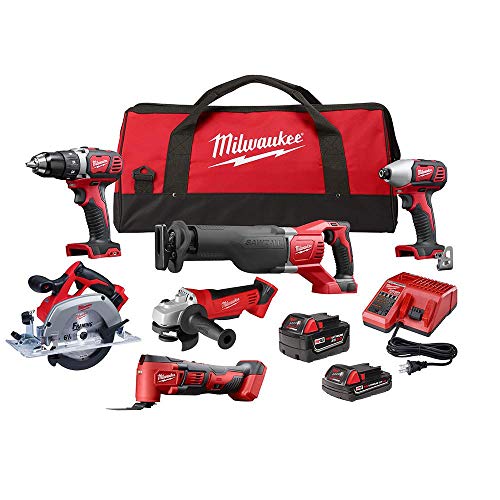 Milwaukee M18 18-Volt Lithium-Ion Cordless Combo Kit (6-Tool) with Two Batteries, Charger and Two Tool Bags - WoodArtSupply