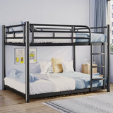 AUEYTVR Metal Full Over Full Size Bunk Bed for Adults & Kids,Low Profile Bunkbeds with Length Guardrail and Ladder, No Box Spring Needed,Space Saving,Black AUEYTVR