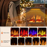 R.W.FLAME Electric Fireplace Heater 25" with Remote Control, Cathedral Stylish, Different Flame Effects and Log Set Colors, Adjustable Brightness and Heating Mode, Overheating Safe Design R.W.FLAME