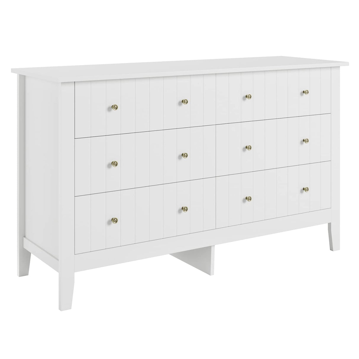 FOTOSOK White Dresser, Chest of Drawers, Modern 6 Drawer Double Dresser with Deep Drawers, Wide Storage Organizer Cabinet for Living Room, Hallway FOTOSOK