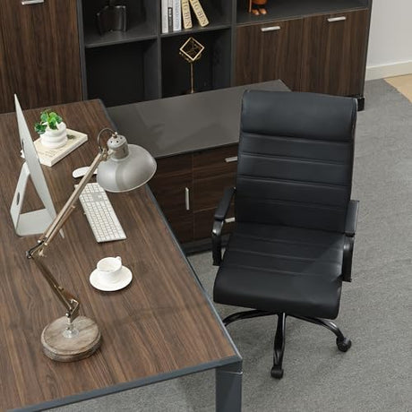 BOWTHY Office Desk Chair,Modern Conference Room Chairs,High Back Ergonomic Home ofiice Chair,Adjustable Height Swivel Executive Computer Chair with Padded Seat and Armrest (Pure Black) BOWTHY