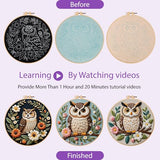 Uniartfy 3 Sets Embroidery Kit for Beginners with Owl Flower Pattern, Hand Needlepoint Kits for Adults, Embroidery Starter Kits with Hoops, Step by Step Video & Instructions, DIY Cross Stitch Kit