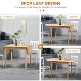 HOMCOM 55" Solid Wood Kitchen Table, Drop Leaf Tables for Small Spaces, Folding Dining Table, Natural HOMCOM