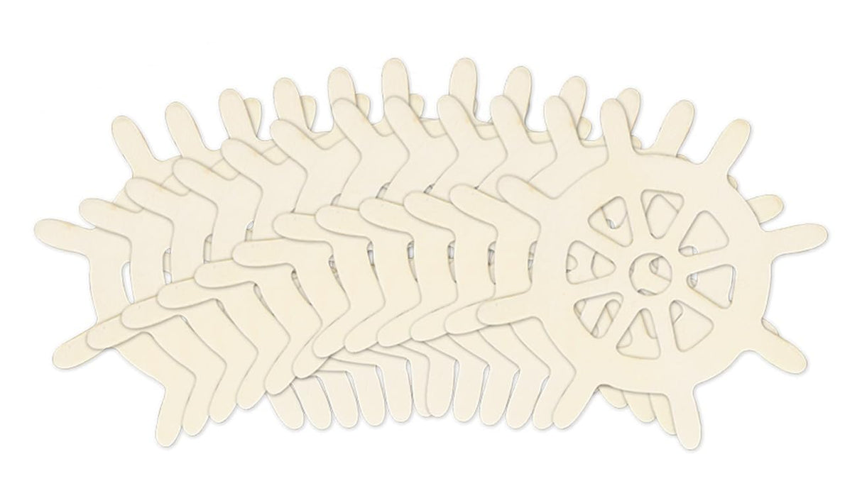 Craft Supply Nautical Ship's Wheel Wood Cutouts - Miniature Shape Natural Unpainted (3 Inches)- Set of 12, Brown, WS224O Craft Supply