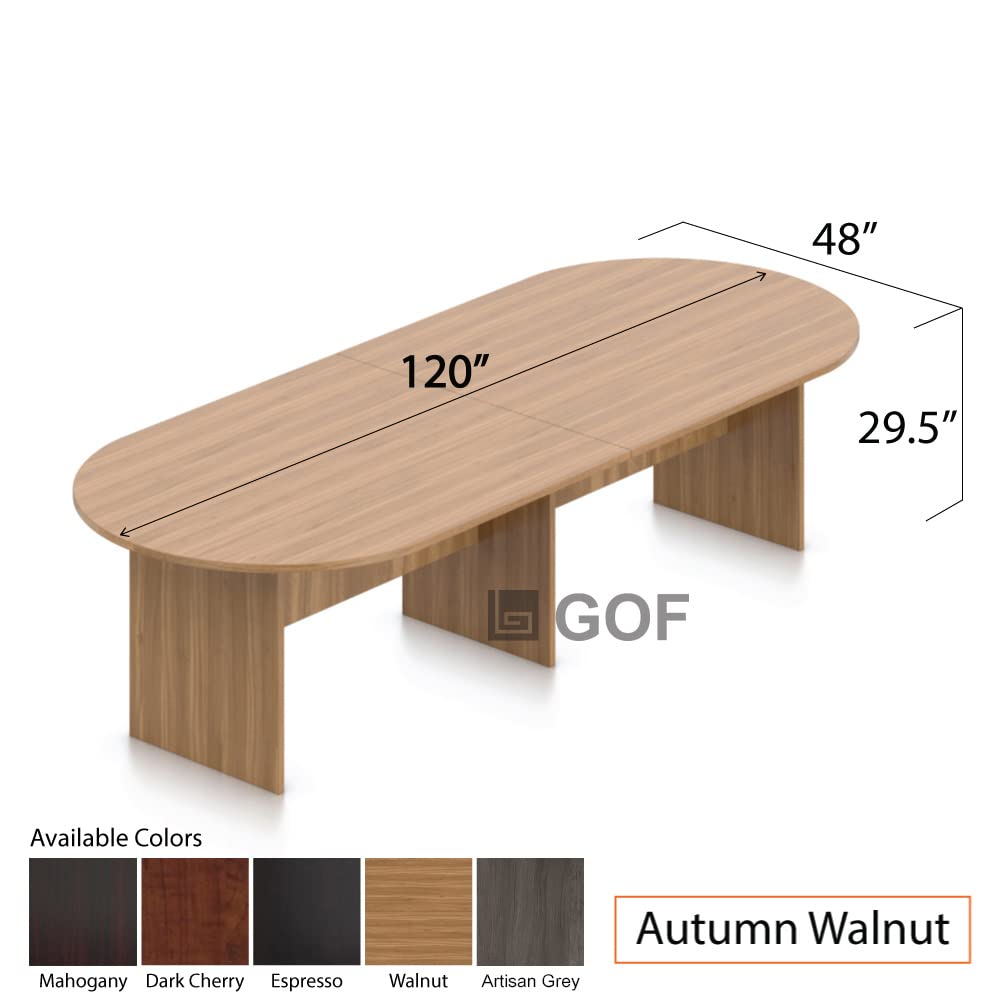 GOF 10FT Conference Table, Dark Cherry, Espresso, Artisan Grey, Mahogany, Walnut (10ft Table, Walnut) - WoodArtSupply