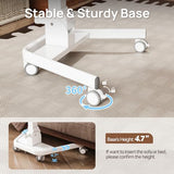 JYLH JOYSEEKER Foldable Mobile Standing Desk, 90 Tiltable Rolling Standing Desk, Height Adjustable Portable Laptop Workstation for Home Office, Easy to Fold, White JYLH JOYSEEKER