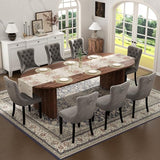HAIZAO Extendable Oval Dining Table Set with 8 High-End Velvet Upholstered Chairs, 59 to 91 Inch Kitchen Table & Tufted Solid Wood Dining Chairs with Nailhead Trim, Contemporary Dining Room Furniture HAIZAO