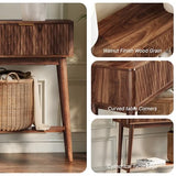 Cooday Console Table with Solid Wood Leg,Fluted Entryway Table with Storage Drawers, Mid-Century Modern Narrow Console Table for Living Room,Hallway,Walnut Cooday
