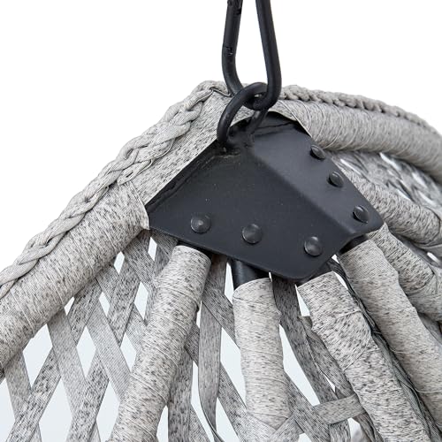Egg Swing Chair Outdoor with Stand, Hanging Egg Rattan Basket Chair with Cushion and Pillow, Lounge Chairs for Backyard Sunroom Patio Balcony Bedroom (Grey)
