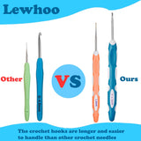 Ergonomic Crochet Hooks Set with Case, 12PCS Crochet Hooks for Arthritic Hands, Size from 0.8mm~6.0mm Lewhoo