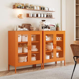 Chshin Metal Locker Storage Cabinet with 2 Mesh Doors and Adjustable Shelves,Orange Metal Locker Cabinets,Coffee Bar Cabinet,Kitchen Pantry Storage Cabinets for Home,Sideboard,Office(40" H) Chshin