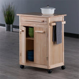 Pemberly Row Transitional Wood Butcher Block Kitchen Cart in Natural Pemberly Row