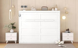 Merax Full Size Murphy Bed, Wood Hidden Foldable Wall Bed Frame w/Gas Struts, Storage Bed Cabinet for Bedroom, Office, Space-Saving, No Box Spring Needed, White Merax