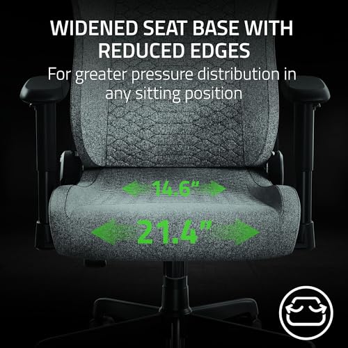Razer Iskur V2 X Ergonomic Gaming Chair: Built-in Lumbar Support - Widened Seat - High Density Foam Cushions - Adjustable 152 Degree Recline - 2D Armrests - Plush Fabric Finish - Light Gray Edition Razer