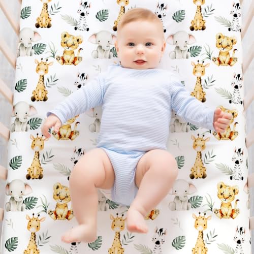 FIGEPO Baby Crib Bedding Set Safari Neutral Crib Nursery Comforter Bed Sets Decor with Fitted Crib Sheet, Comforter and Bed Skirt for Unisex Boys Girls (Safari) FIGEPO