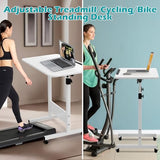 ZHIDIAN Tiltable Foldable Standing Desk Adjustable Height, Portable Computer Desk with Wheels, Mobile Sit Stand Small Rolling Laptop Table for Walking Pad, Bike Trainer, White ZHIDIAN