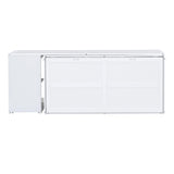 Merax Queen Size Murphy Bed with Rotable Desk, Space-Saving Design Wall Cabinet Bed Frame with Storage Shelves for Bedroom and Guest Room, No Box Spring Required, White Merax