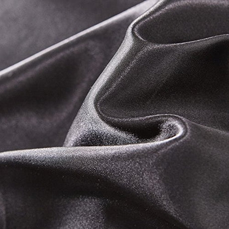 DREFEEL Hotel Quality Solid Silver Black Duvet Cover Set Twin/Single Size Silk Like Satin Bedding with Hidden Zipper Ties Breathable Stain Resistant Quilt/Comforter Cover Set DREFEEL