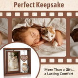 HAMUIERS Cat Memorial Gifts for Loss of Cat - Rotating Wooden Frame for 4x6 Photo & Fur Hair Jar - Sympathy Gift for Pet Bereavement, Remembrance Keepsake - Rainbow Bridge Gift for Cat Lovers