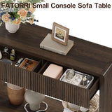 FATORRI Console Entryway Table, Narrow Wooden Sofa Table with 2 Drawers, 39.37 inch Modern Foyer Tables and Couch Tables Behind Sofa for Living Room, Hallway (Dark Walnut) FATORRI