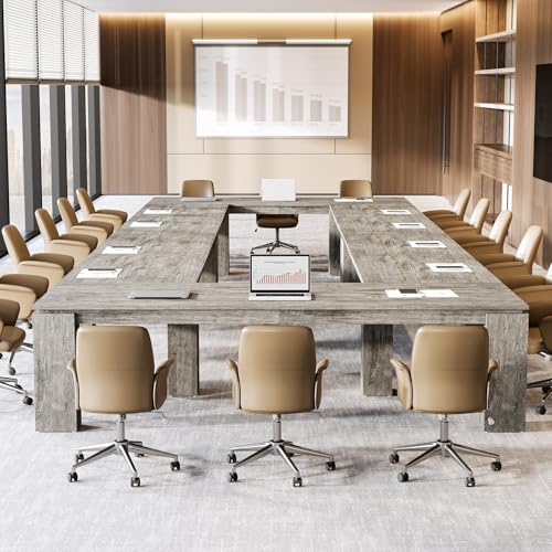 Tribesigns 7 ft Extra Long Conference Table, 86-Inch Office Meeting Room Table, Modern Industrial Rectangle Gray Seminar Desk for 8 (1) Tribesigns