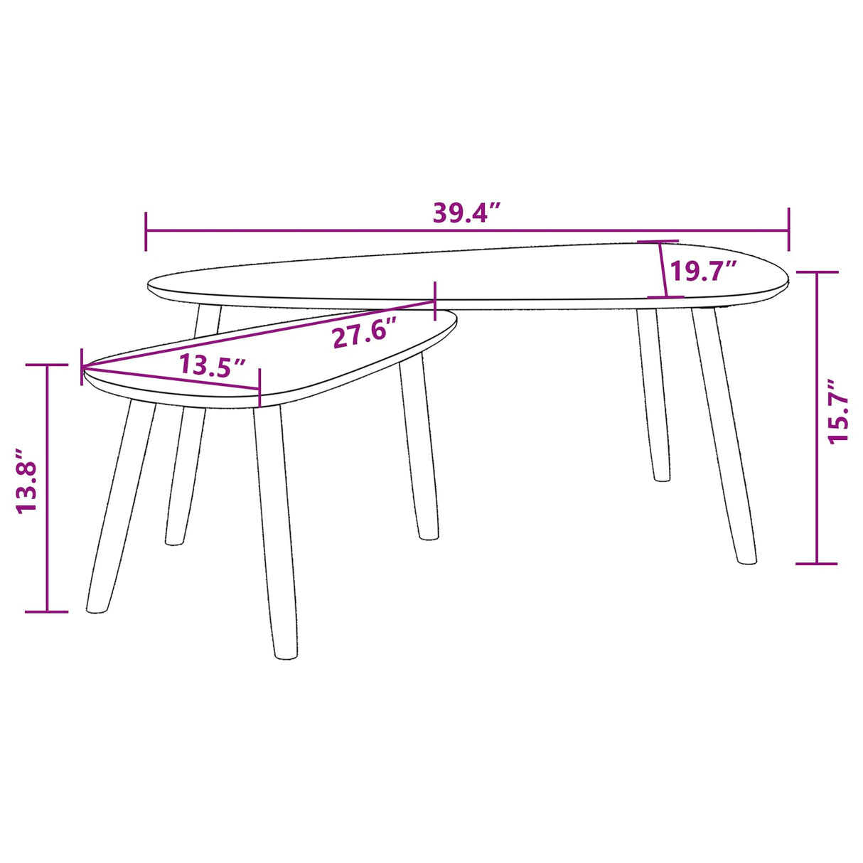 vidaXL Nesting Coffee Table 2 pcs, Side Tables with Solid Pine Wood Legs, Scandinavian Style End Table for Living Room, White vidaXL
